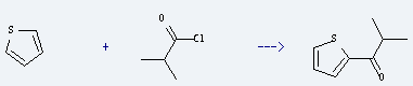 The chemical is used to produce 2-methyl-1-thiophen-2-yl-propan-1-one by reaction with thiophene.